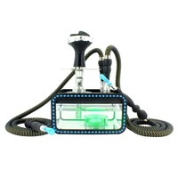 Chicha en acrylique de forme unique en gros avec lumière LED, ensemble de chicha à double tuyau en acrylique