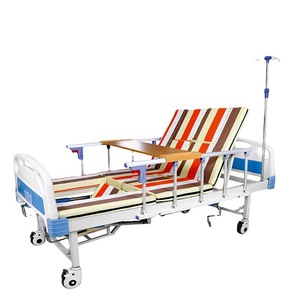 Lit d'hôpital manuel 208x96x50cm avec cadre en acier inoxydable et ouverture pour commode, idéal pour chambre à coucher - Product Image 1
