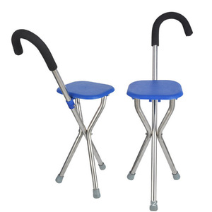 Stainless Steel <b>Folding</b> Cane With <b>Stool</b> Tripod Walking Aid For Elderly 85cm Length Convenient Hiking Stick - Product Image 4