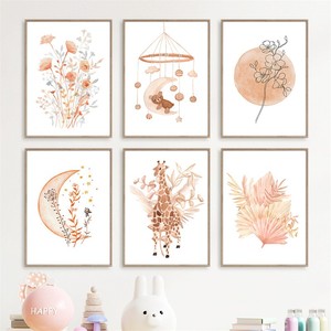 Fiori del cuore della nuvola arcobaleno di potere dei cartoni animati dei manifesti di arte della parete della tela delle stampe della parete rosa della <span class=keywords><strong>camera</strong></span> dei bambini del bambino decorazione - Product Image 1