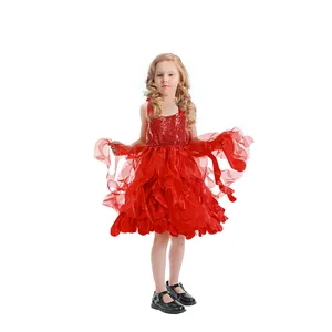 Özel parlak Tutu Romper balo elbise kızlar için noel kırmızı Pettiskirt Tutu elbise parti pullu tül gece elbiseleri