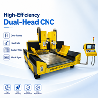Machine de gravure CNC à double tête pour métaux, avec double moteur NC Studio et pompe, pour découpe creuse de panneaux de porte en acier inoxydable et aluminium