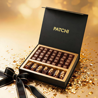 Boîte cadeau magnétique de luxe noire et or pour chocolats, boîte rigide en papier avec logo personnalisé pour emballage de chocolats et dattes de Dubaï, coffret cadeau