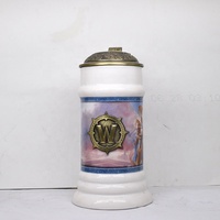 Chope à bière allemande avec médaillon d'aigle, gobelet à boire avec couvercle en céramique pour cadeaux d'anniversaire