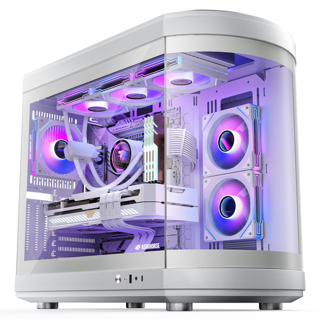 Mid Tower Gaming PC Case with Power Supply Aluminum Alloy M-ATX/ATX Form Factor