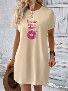 Vestido Camiseta Estampado para Mujer Talla Grande XL, Spandex/Poliéster, Casual, Elegante, Cintura Elástica, Transpirable, Ecológico - Product Image 5