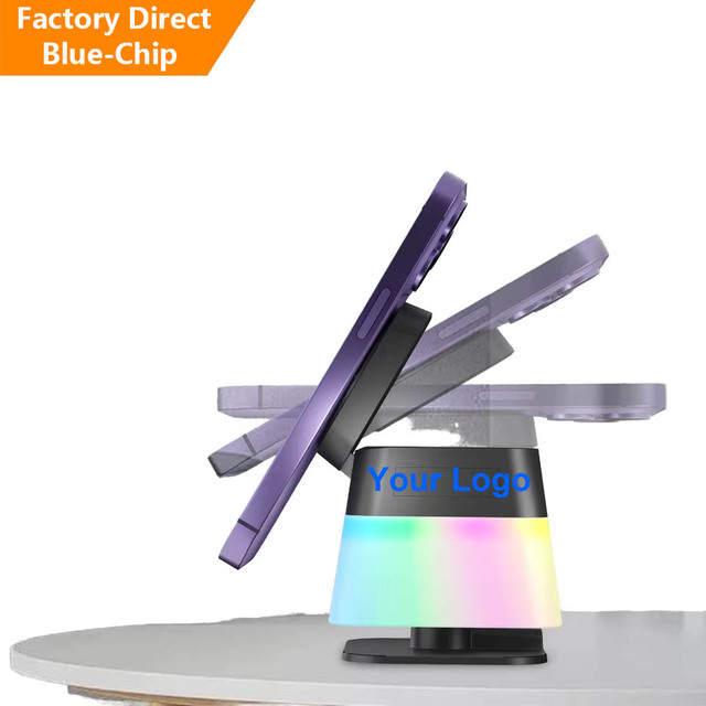 Portable Phone Custom Logo Pad Branded 4 in 1 Magnet Wireless Charging Stand Lamp With a Kickstand Wireless Charger for Bedside