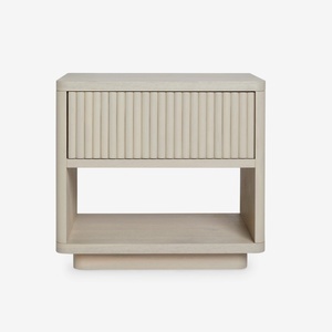 Table de chevet moderne blanche pour chambre à coucher avec tiroir en bois - Product Image 2