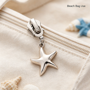 Pendentif fermeture éclair en alliage étoile de mer argentée, thème océan, pour sacs de plage, sacs à main, portefeuilles et accessoires de mode - Product Image 6