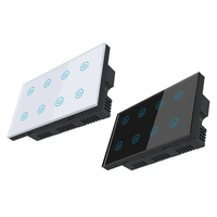 Interruptor de Luz Inteligente Táctil de Pared con Monitor de Energía, Control Remoto WiFi Tuya Alexa, Panel de 8 Interruptores de 147mm