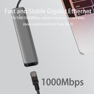 <span class=keywords><strong>Adaptateur</strong></span> RJ45 Hub <span class=keywords><strong>Adaptateur</strong></span> Multi-Fonction 7 En 1 Type C <span class=keywords><strong>USB</strong></span> vers 4K HDTV TF Lecteur de Carte SD Hub <span class=keywords><strong>USBC</strong></span> avec Hub de Charge <span class=keywords><strong>USB</strong></span> C PD - Product Image 5