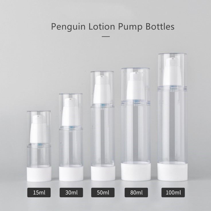 clear bottle with penguin lotion pump