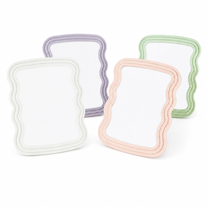 Espejo de Maquillaje de Escritorio con Diseño Ondulado Irregular, Estilo Estético Coreano, Espejo Cosmético Decorativo para Colgar en la Pared, para Dormitorio - Product Image 1
