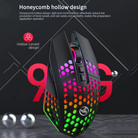Mouse Gamer lubang, lampu belakang warna-warni eksterior sarang lebah Hollow 2.4g dapat diisi ulang tanpa kabel