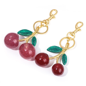 Phong Cách Mới Thời Trang Ngon Màu Đỏ Cherry Keychain Mù<span class=keywords><strong>a</strong></span> Hè Trái Cây Anh Đào Mặt Dây Chuyền Keyring Cho Phụ Nữ Túi Phụ Kiện Quà Tặng - Product Image 2