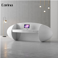 LED 3 mètre droite mobilier de bureau blanc moderne hôtel réception design comptoirs d'accueil de salon de beauté