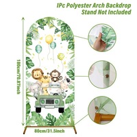Housse de toile de fond arquée, tissu de fond arqué réutilisable en polyester, décoration de toile de fond photo pour fête d'anniversaire d'enfants sur le thème des dessins animés