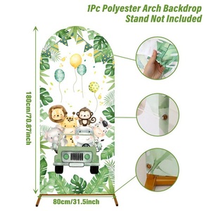Housse de toile de fond arquée, tissu de fond arqué réutilisable en polyester, décoration de toile de fond photo pour fête d'anniversaire d'enfants sur le thème des dessins animés - Product Image 5