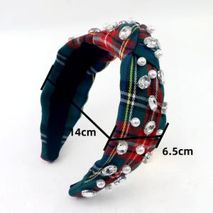 عصابة رأس لامعة فاخرة مخصصة من اللؤلؤ الكريستالي منقوشة بعصابة شعر نسائية لعيد الميلاد - Product Image 2