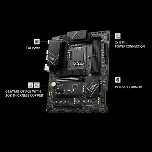 Carte mère MSI Z790-P Pro Series (prise en charge des I9-<span class=keywords><strong>12900K</strong></span> Intel/i5-12600K/i5-<span class=keywords><strong>13600K</strong></span>/i7-14700K/i5-14600K CPU, LGA 1700, DDR5) - Product Image 2