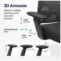 Chaise de bureau du gouvernement à dossier en maille, pivotante, ergonomique avec soutien lombaire