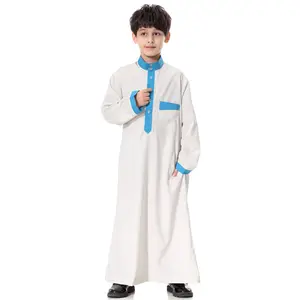 Hoge Kwaliteit Midden-oosten Arabische Moslim Teen Boy Abaya Robe Islamitische Jongen Thobe Kleding Met Pocket