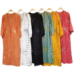 Горячая Распродажа, солнцезащитное кружевное платье с вышивкой, Открытое Спереди кружевное вязаное пляжное платье