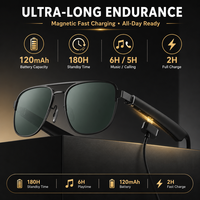 Lunettes intelligentes avec double caméra, lecteur de musique, commande tactile, haut-parleur intégré, charge Type-C, pliables, objectif 65 mm