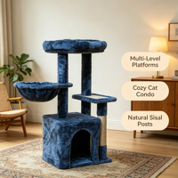 Arbre d'activités pour chat avec hamac en peluche, condo pour chat et poteaux à gratter en sisal