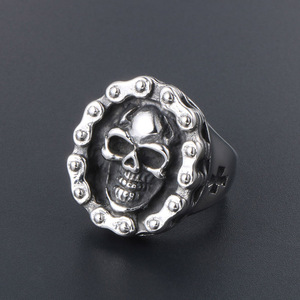Retro Skull <b>Ring</b> <b>Men</b> Titanium Steel Geometric Skeleton Design Gift Jewelry SA514 - Product Image 3
