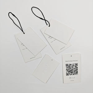 Luxury Eco-Friendly Customized Silk Screen Printed Square Garment Hang <b>Tags</b> <b>Bags</b> Shoes Embossed Logo Recycled Paper Clothing - Product Image 5