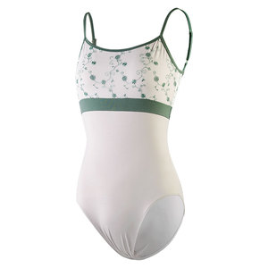 <strong>Sparkly</strong> Dance Wear Adult Green Adjustable Strap Camisole Embroidery <strong>Leotard</strong> for Sale - Product Image 1