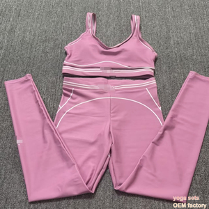 <span class=keywords><strong>Ensemble</strong></span> de yoga Al0lo pour <span class=keywords><strong>femme</strong></span>, deux pièces, décontracté, imprimé lettres, pour l'été, entraînement sportif, effet push-up, OEM usine, personnalisé, pour Pilates - Product Image 2