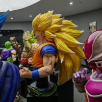 Statue buste de Goku Super Saiyan 3 de haute qualité Dragon Ball Z avec base Shenron, figurine en résine, objet de collection, décoration
