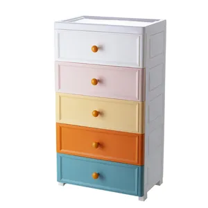 2021 new design modern Baby clothes toys sundries Plastic Storage Cabinet wardrobe With Drawers 5 tiers in living room