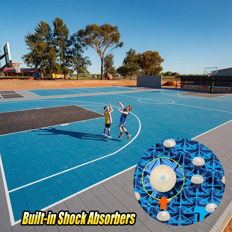 ZSFLOOR pp pvc rubberized outdoor sport court tiles for basketball full court surface plastic tile