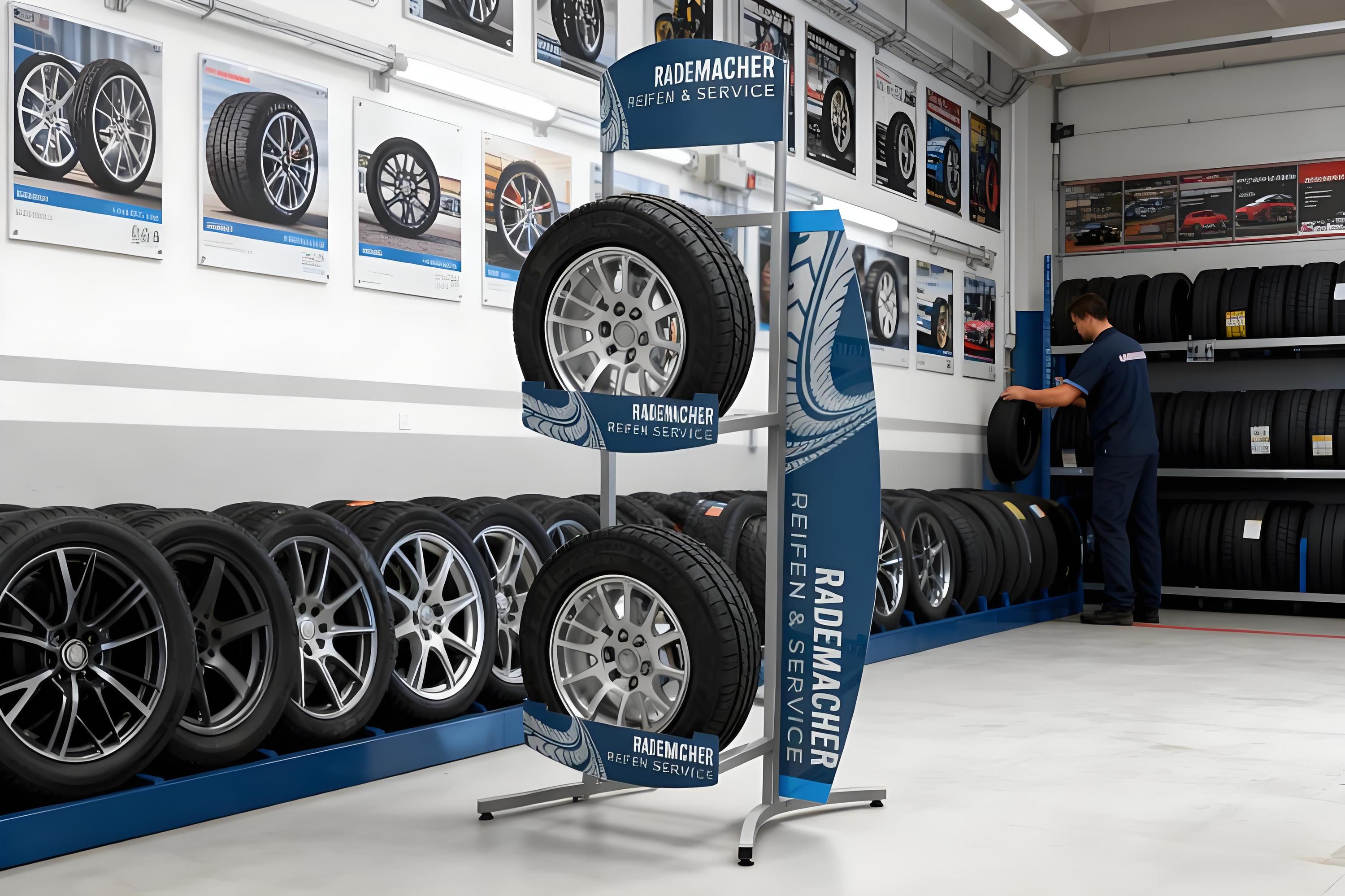 Apache High Quality Metal Tire Display Stand for Repair Shop Shelves for Car Wheel Rims for Automotive Store — view 5
