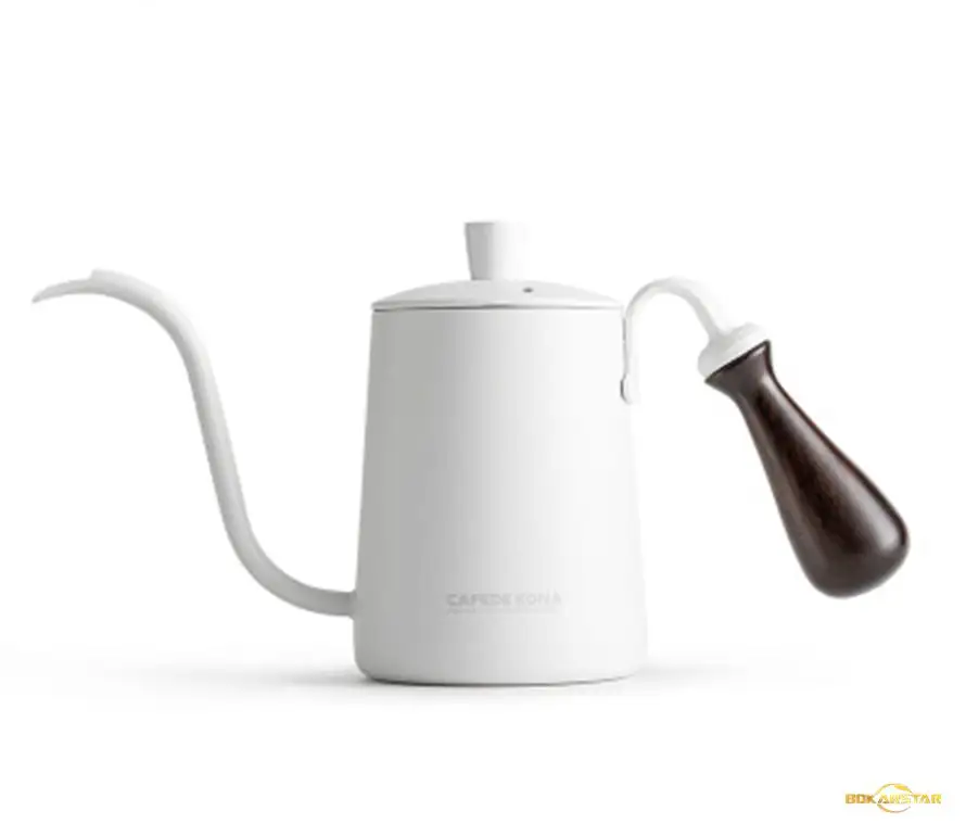 Fournitures de café de haute qualité 600ML, pot à expresso en bois en acier inoxydable, bouche de grue, bouilloire à longue bouche