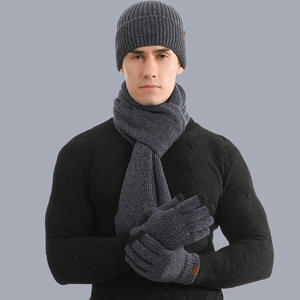Ensemble chaud d'automne <span class=keywords><strong>et</strong></span> d'hiver, couleurs mélangées, tricot en laine épaisse, écharpe, chapeau, <span class=keywords><strong>gants</strong></span> pour hommes <span class=keywords><strong>et</strong></span> femmes - Product Image 2