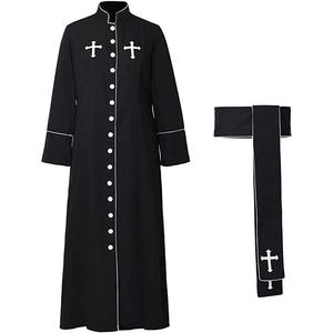 Robe <span class=keywords><strong>de</strong></span> Prêtre Sur Mesure, Costume <span class=keywords><strong>de</strong></span> Clergé d'Église avec Col Montant, <span class=keywords><strong>Soutane</strong></span> Romaine Imprimée pour Pasteur et Prêtre - Product Image 5