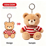 Porte-clés personnalisé en forme d'ours avec pull, chaîne dorée, OEM, faible MOQ, directement de l'usine, matériau doux, jouet en peluche unique