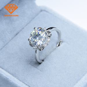 แหวนปรับขนาดได้ประดับมอสซาไนต์ เงินแท้ 925 ชุบโรเดียม สไตล์คลาสสิก - Product Image 5