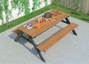 Factory direct <b>sales</b> of modern outdoor <b>picnic</b> tables with <b>benches</b>, made of camphor wood, <b>for</b> commercial courtyards and gardens - Product Image 6