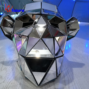 Argent or miroir ours masque Animal casque à la <span class=keywords><strong>mode</strong></span> nouvel an scène Performance discothèque Cosplay accessoire chapeau couvre-chef - Product Image 2
