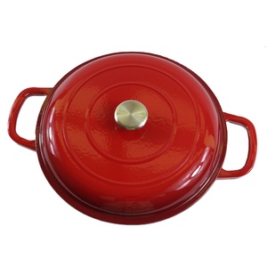 <span class=keywords><strong>Cocotte</strong></span> <span class=keywords><strong>en</strong></span> <span class=keywords><strong>fonte</strong></span> émaillée rouge avec deux poignées et couvercle auto-irrigant - Product Image 1