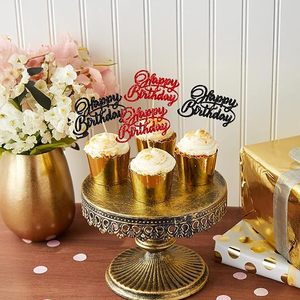 Décorations de cupcakes Joyeux Anniversaire à paillettes, pics à cupcakes Joyeux Anniversaire, décorations de fête à thème Halloween et anniversaire, rouge et noir - Product Image 3