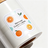 Étiquettes de thé aromatisé aux fruits Haoxuan OEM, film PET blanc brillant, impression UV sélective, autocollants adhésifs pour emballages de thé