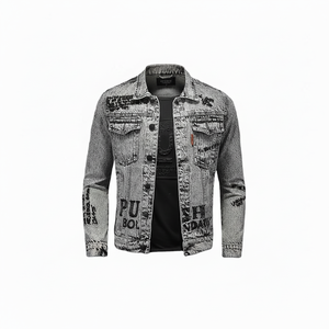 Haute qualité 2024 nouvelle mode tout avec belle veste européenne et américaine flocon de neige lavage Denim manteau lettres - Product Image 1