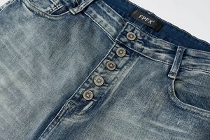<span class=keywords><strong>Jeans</strong></span> Casual blu opaco ad alta elasticità da <span class=keywords><strong>uomo</strong></span> blu ghiaccio con cracking di <span class=keywords><strong>pantaloni</strong></span> in Denim con baffuti stile Scimitar - Product Image 6
