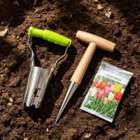 Planteur de bulbes de style britannique en acier inoxydable, transplanteur de semis, outil de plantation et de semis, outil de jardinage pour creuser et planter les semis